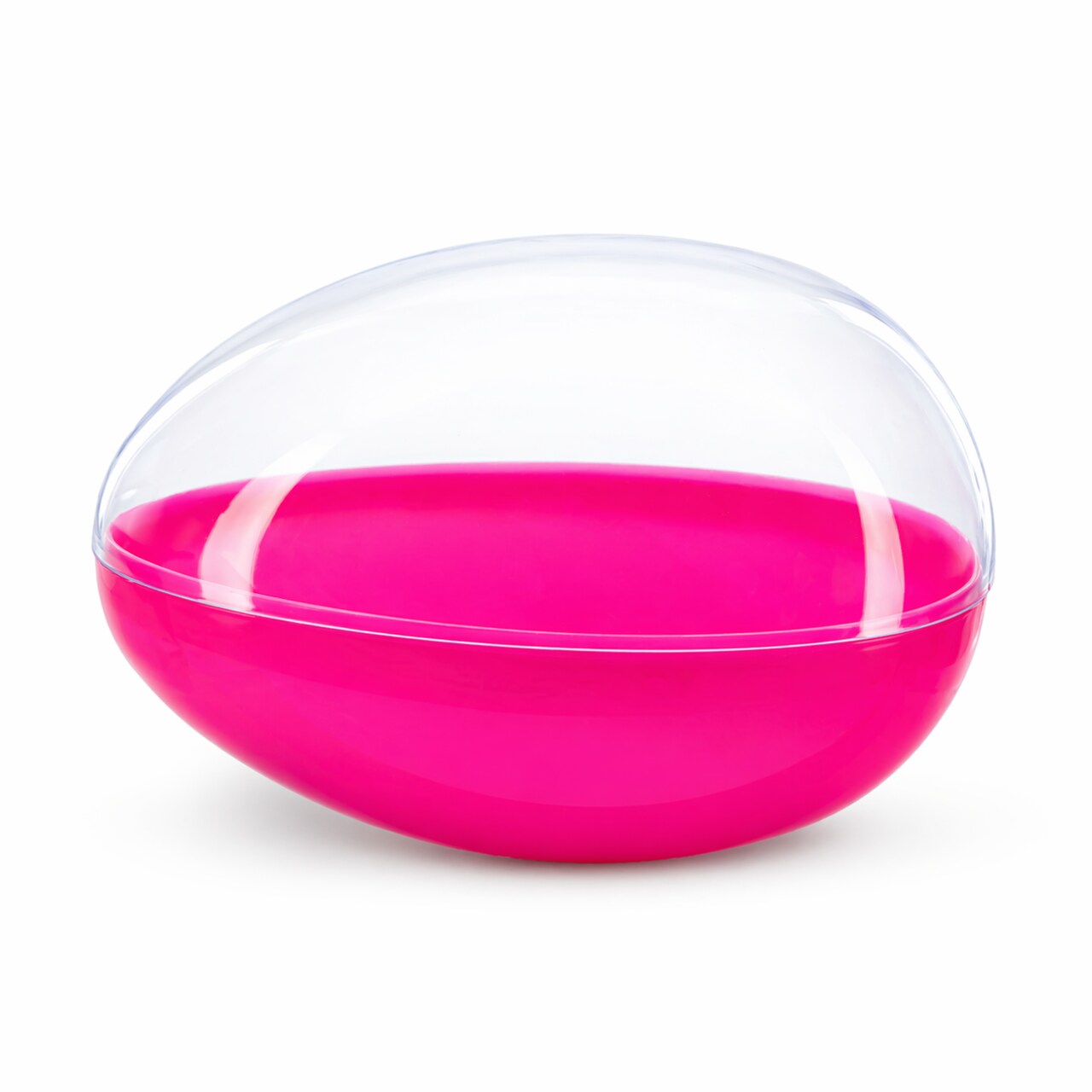 Large Fillable Clear Top Pink Bottom Plastic Easter Egg 5.1 Inches